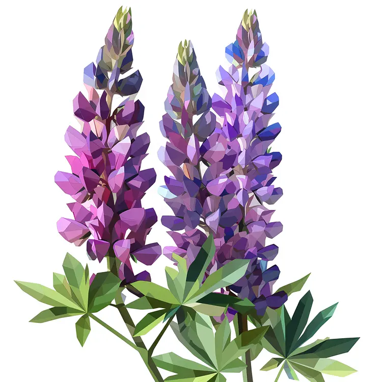 Blooming Purple Flowers with Green Leaves