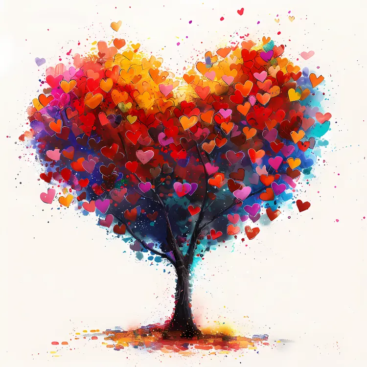 Colorful Heart Tree Illustration