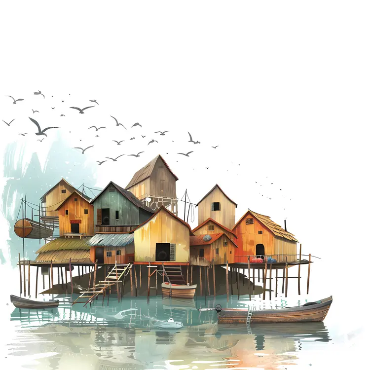 Rustic Stilt Houses by the Water