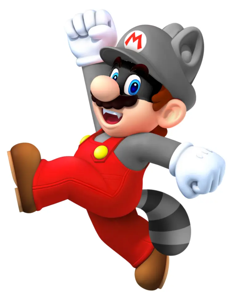 Mario with Raccoon Tail in Red Suit