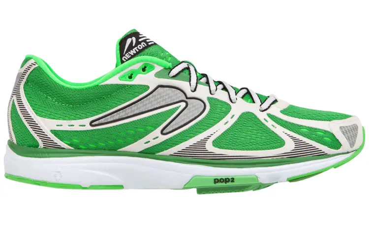 Green Running Shoe with White and Gray Accents