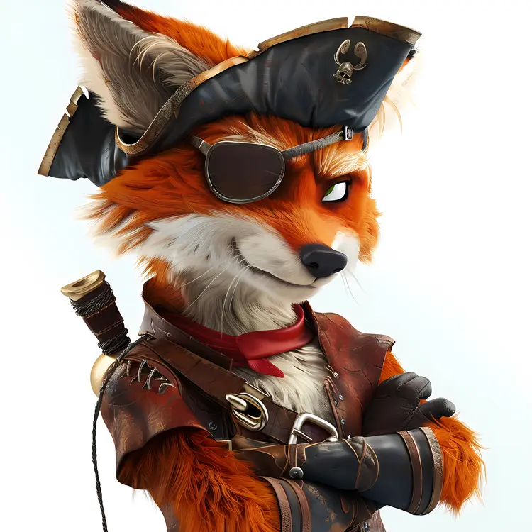 Fox in Pirate Outfit Ready for Adventure