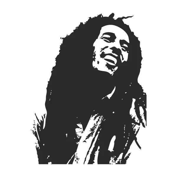 Black and White Portrait of a Smiling Person with Dreadlocks