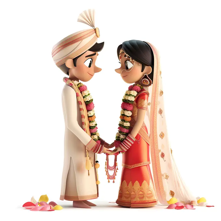 Traditional Wedding Couple Holding Hands