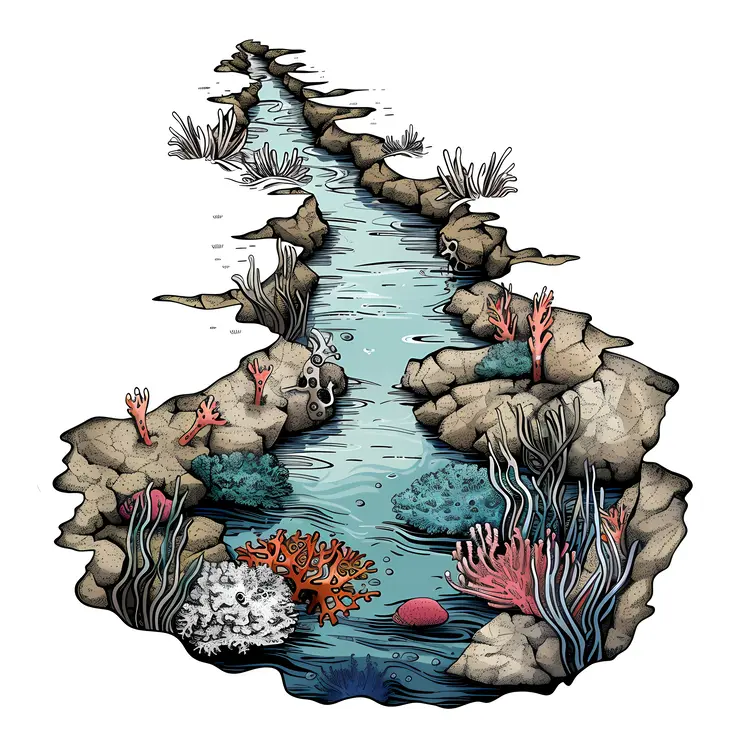 Stream with Rocks and Aquatic Plants