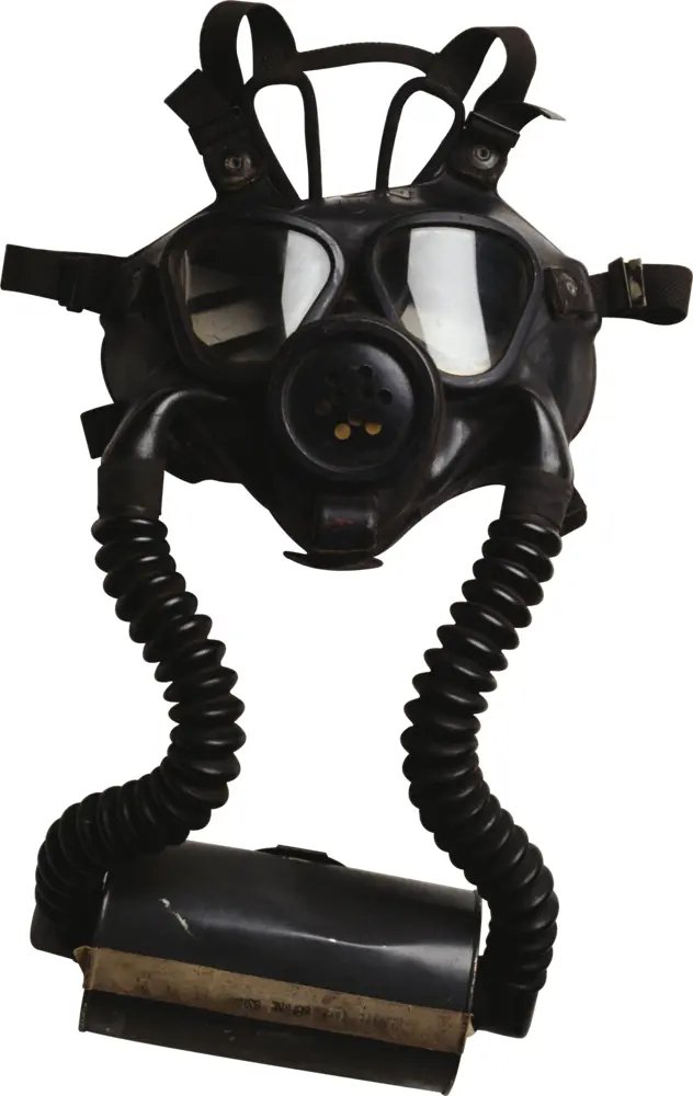 Black Gas Mask with Dual Hoses