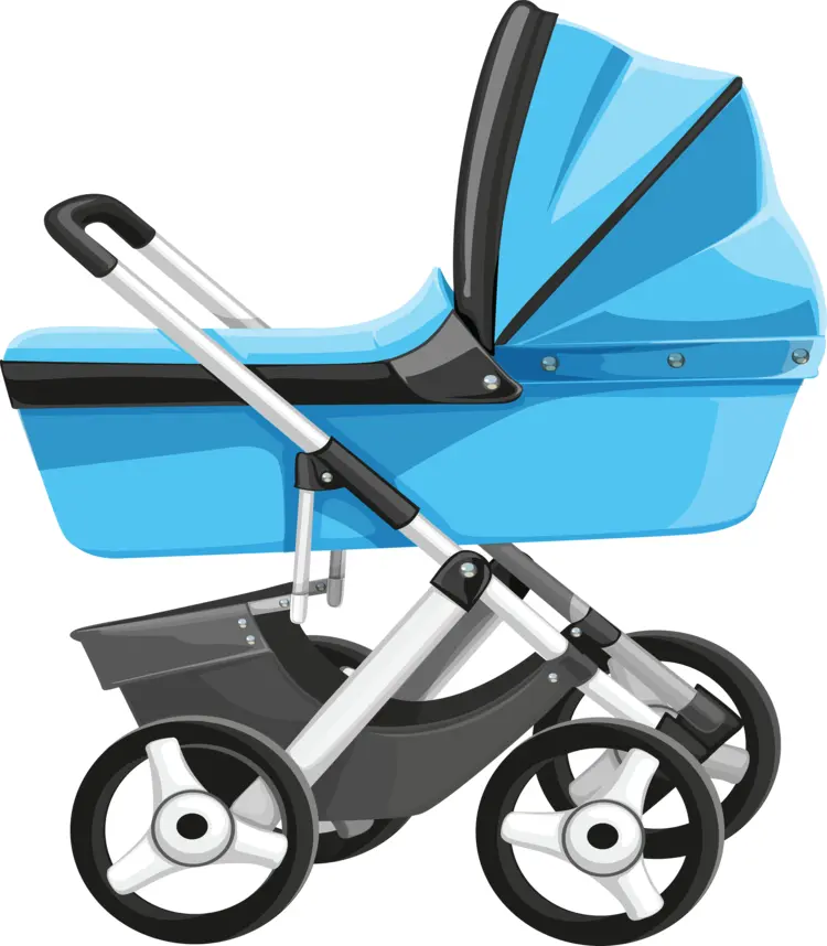 Blue Baby Stroller Illustration
