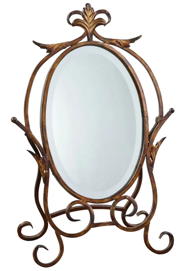 Decorative Oval Mirror with Metal Frame