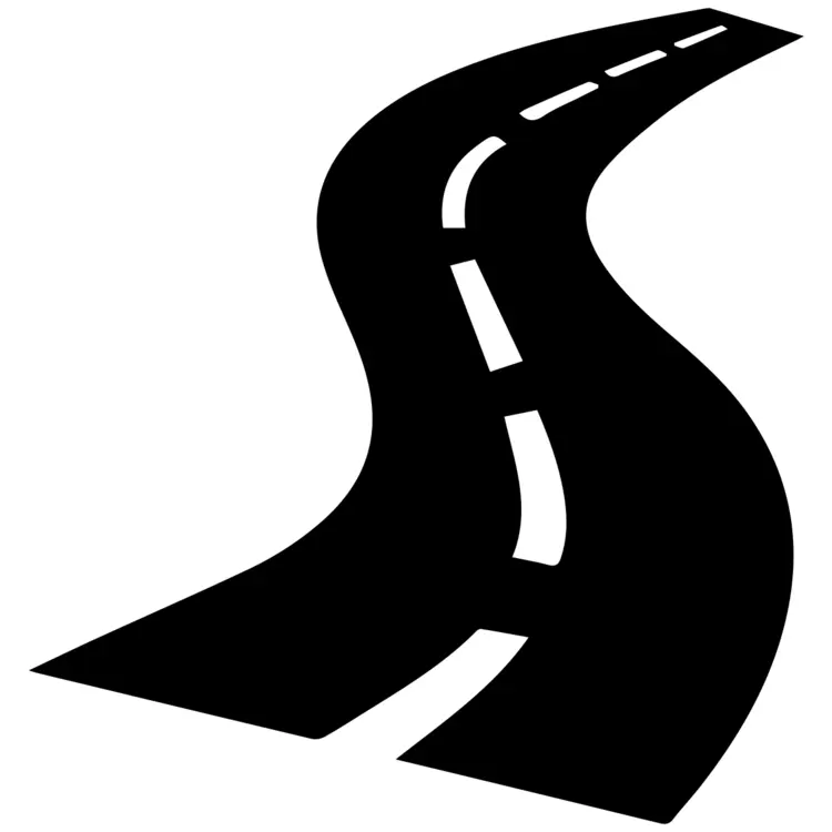 Curved Road with White Lines
