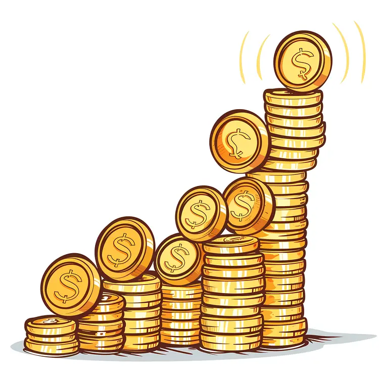 Growing Stack of Gold Coins