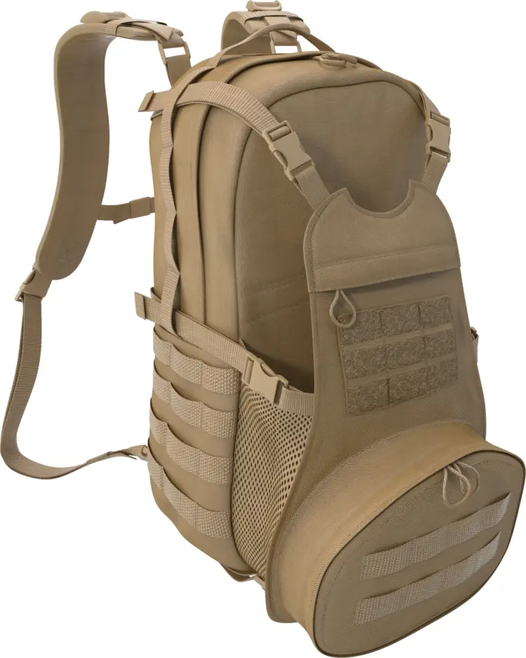 Tan Tactical Backpack with Multiple Straps