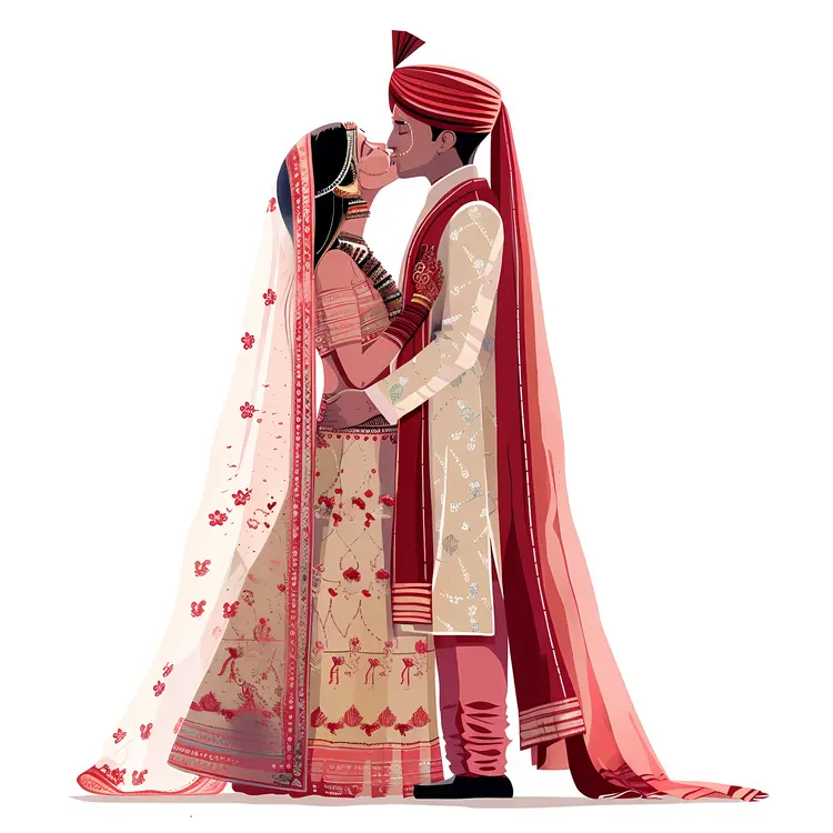 Traditional Wedding Couple Illustration