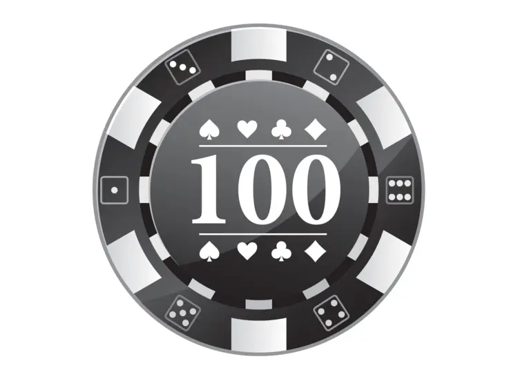 Black Poker Chip with 100 Value