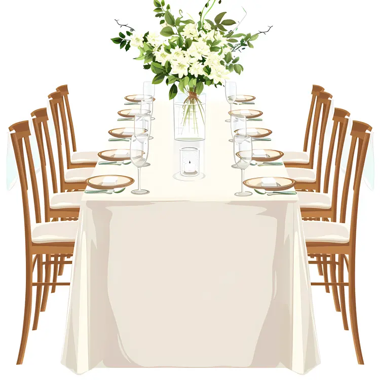 Long Table with Floral Centerpiece