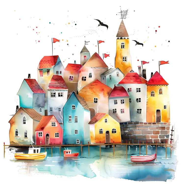 Colorful Houses by the Waterfront
