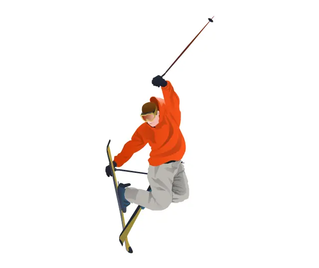 Person Performing Skiing Trick in Red Outfit