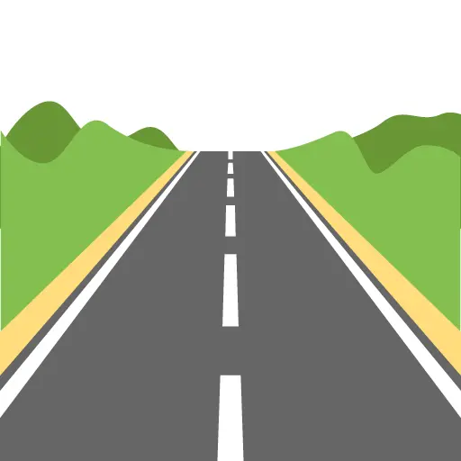 Straight Road with Green Hills