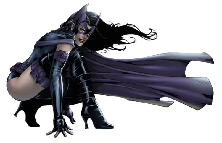 Crouching Superheroine in Action Pose