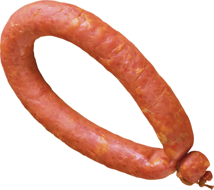 Looped Sausage on White Background