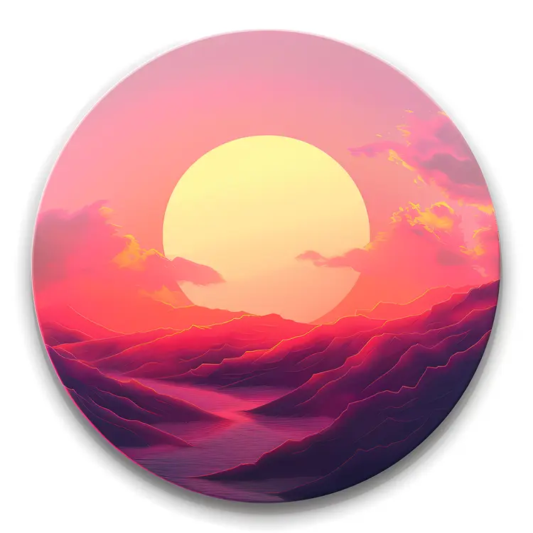 Beautiful Sunset Illustration with Mountains