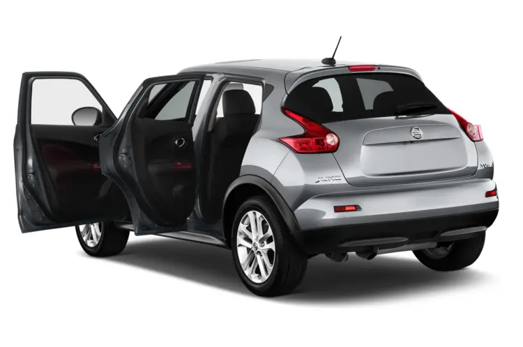 Silver Nissan Juke with Open Doors