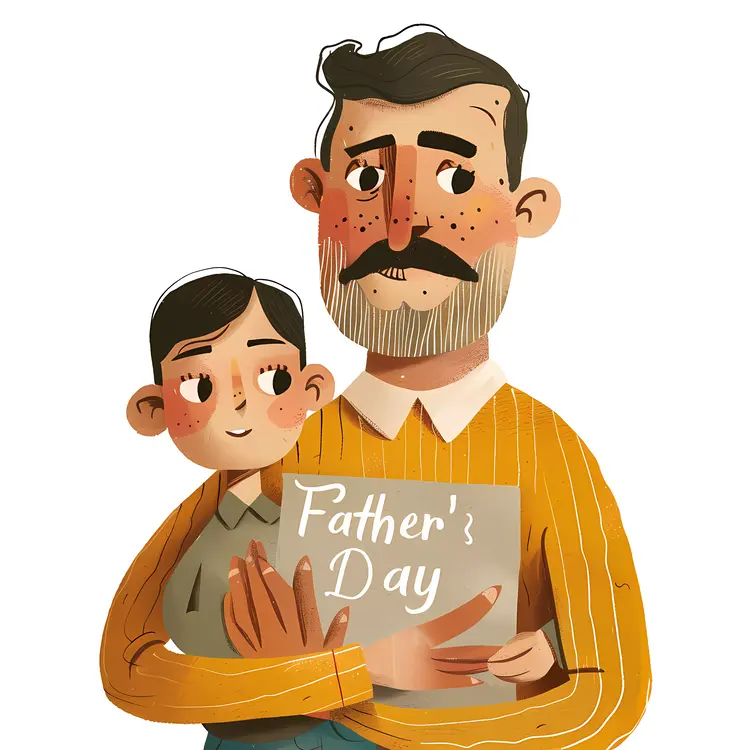 Father's Day Illustration with Father and Child
