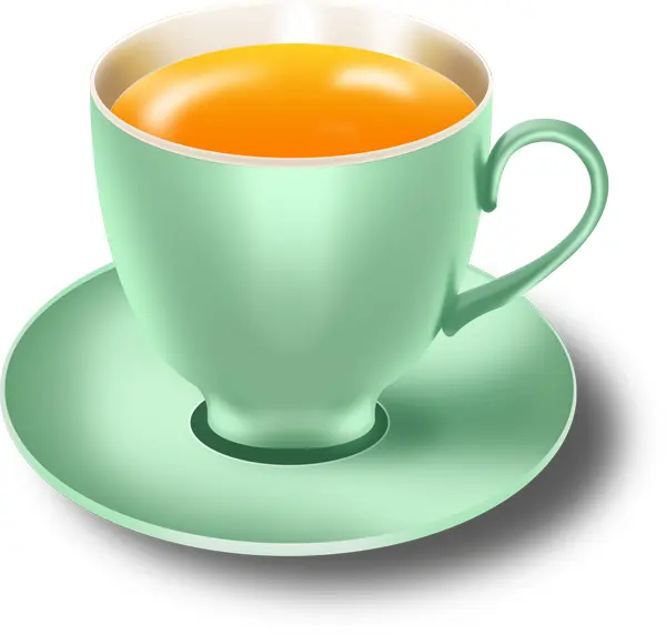 Green Cup of Tea on a Saucer
