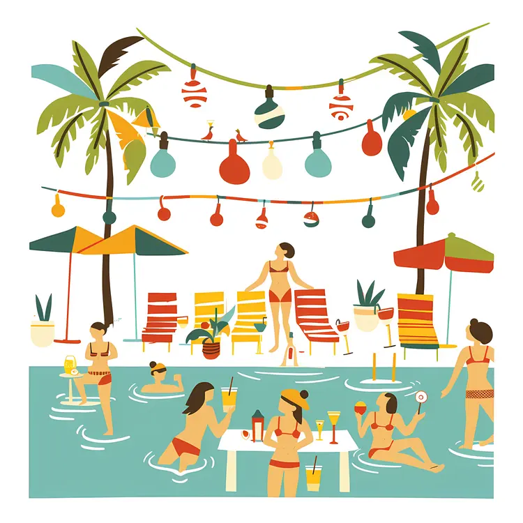Cartoon Style Pool Party