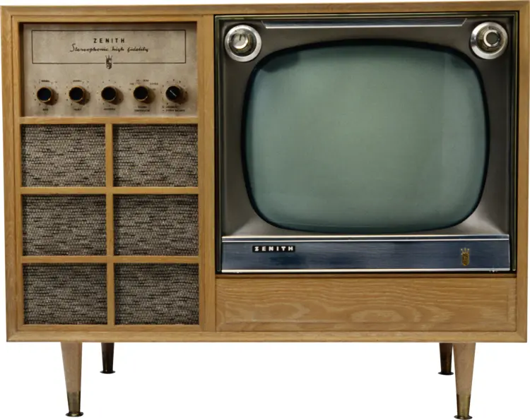 Retro Wooden Console TV with Speakers