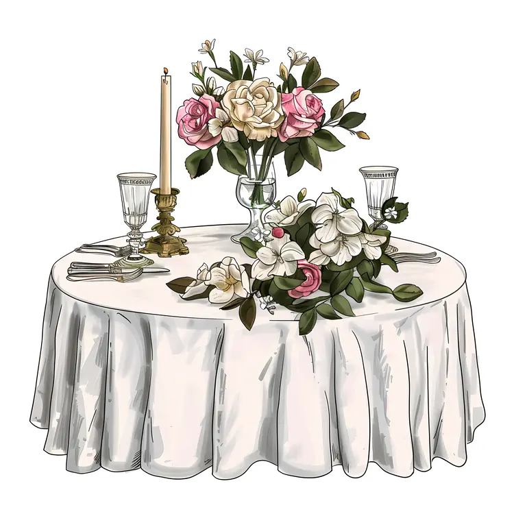 Round Table with Floral Arrangement