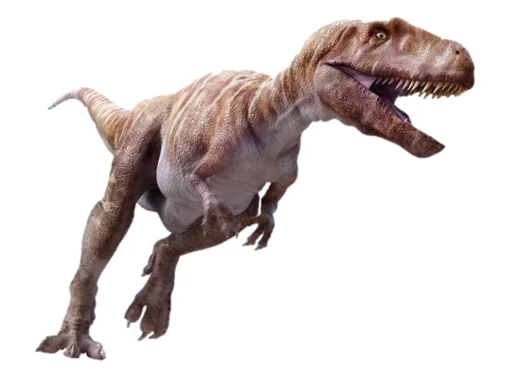 Running Brown Dinosaur with Sharp Teeth