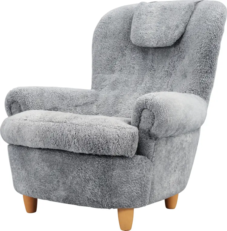 Cozy Gray Plush Armchair