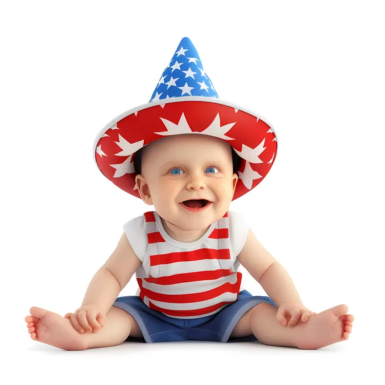 Happy Baby in Patriotic Outfit for Independence Day