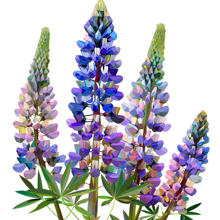 Blooming Purple Lupine Flowers in Nature