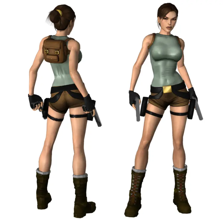 Action-Packed Female Character with Weapons