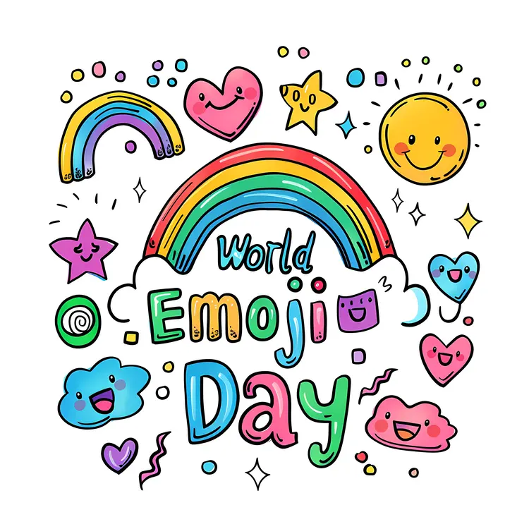 World Emoji Day with Colorful Doodles
