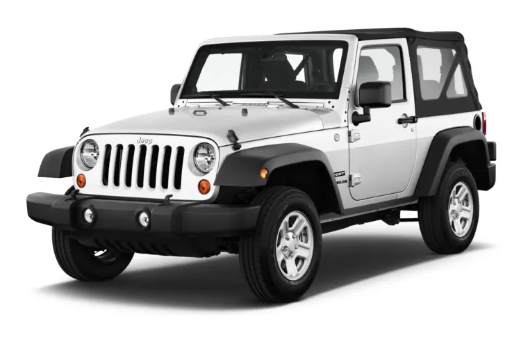 Silver Jeep Wrangler with Soft Top