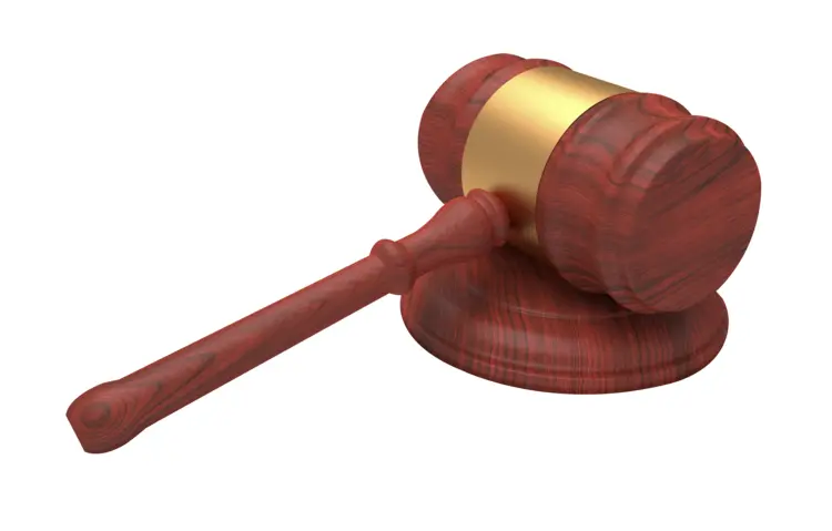 Red Wooden Gavel for Courtroom Use