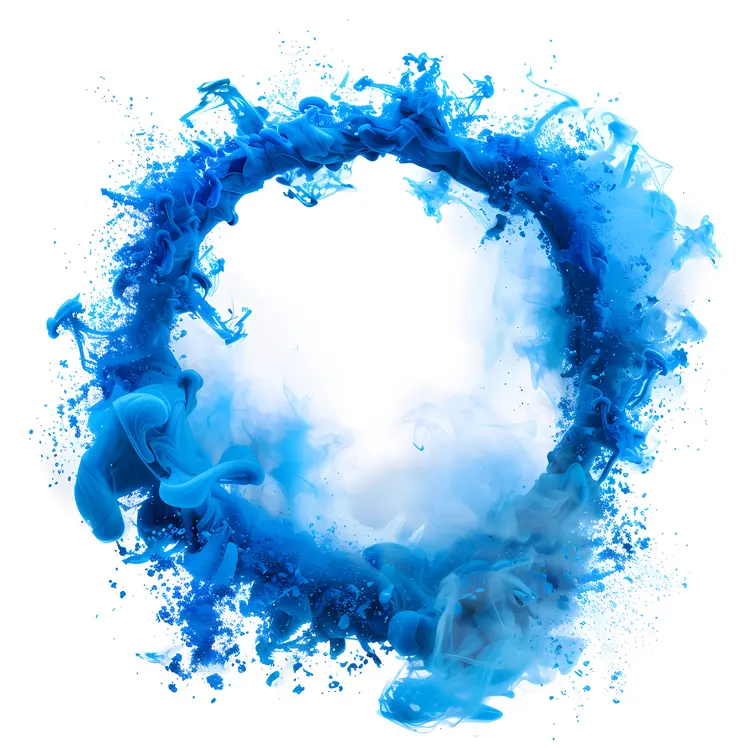 Blue Ink Circle Abstract Art