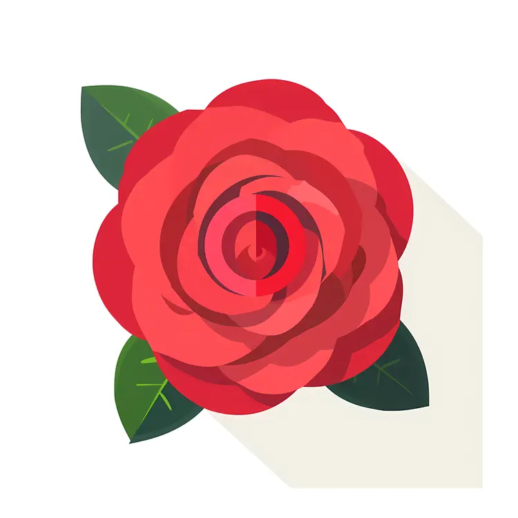 Red Rose with Leaves