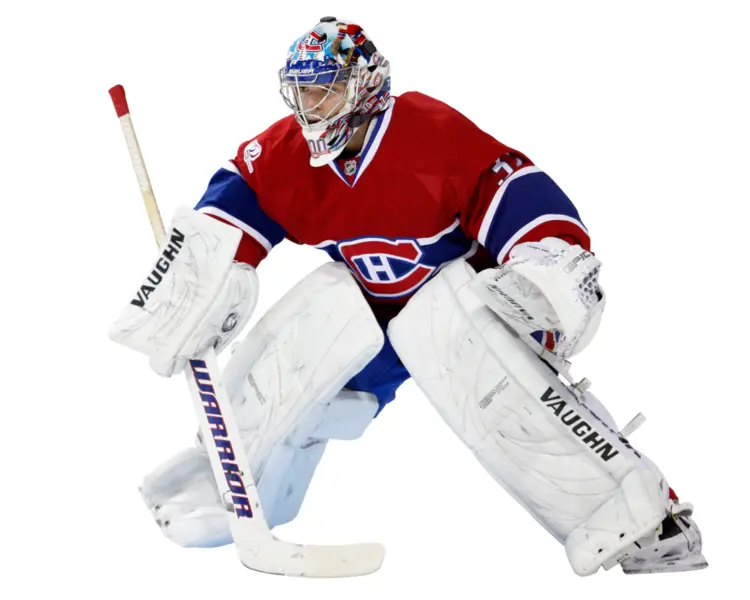 Red Hockey Goalie in Action