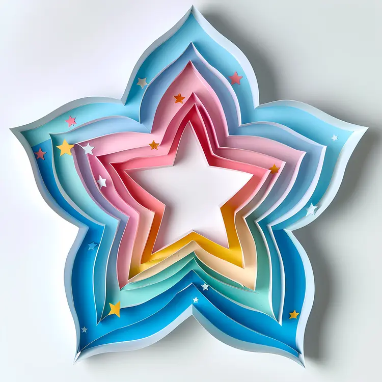 Colorful Layered Star with Small Stars