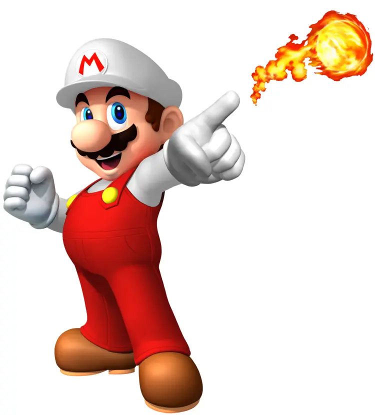 Mario Throwing Fireball in Red Suit