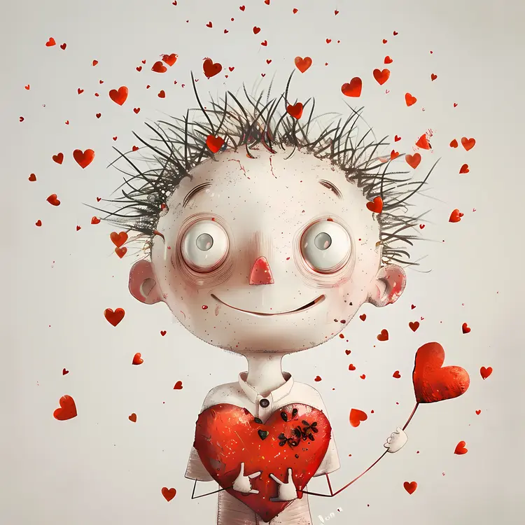 Cartoon Boy Holding Heart