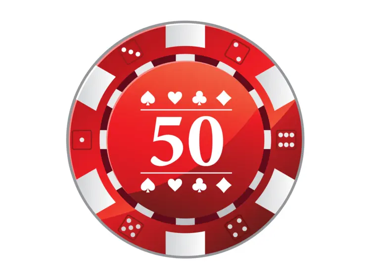 Red Poker Chip with Value 50