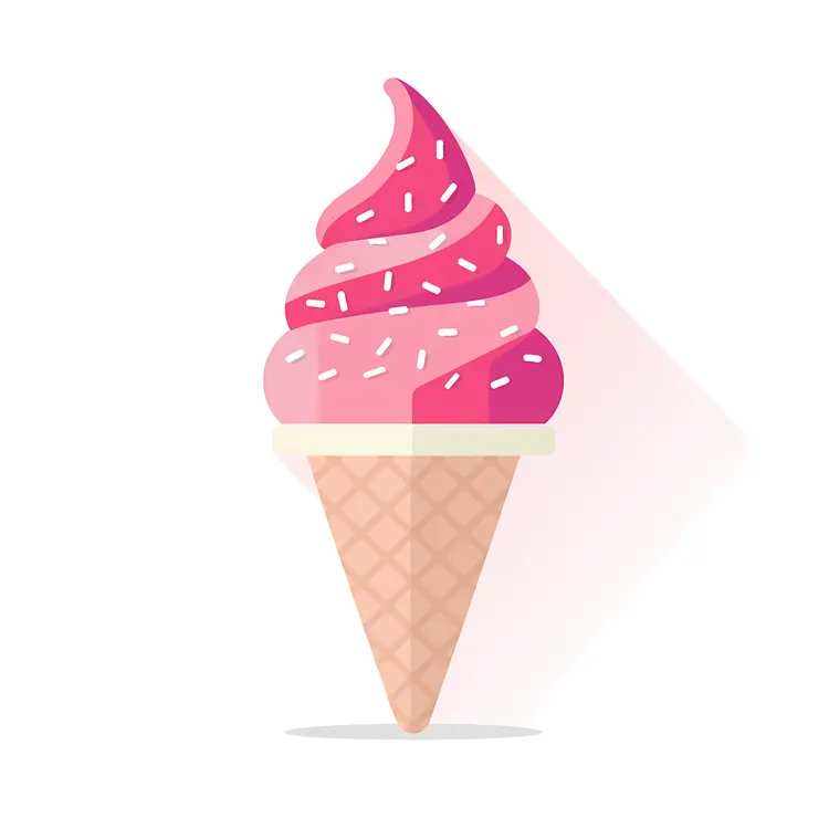 Pink Ice Cream Cone with Sprinkles