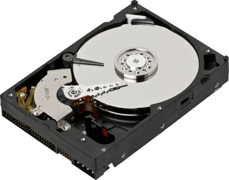 Open Hard Drive with Visible Platter
