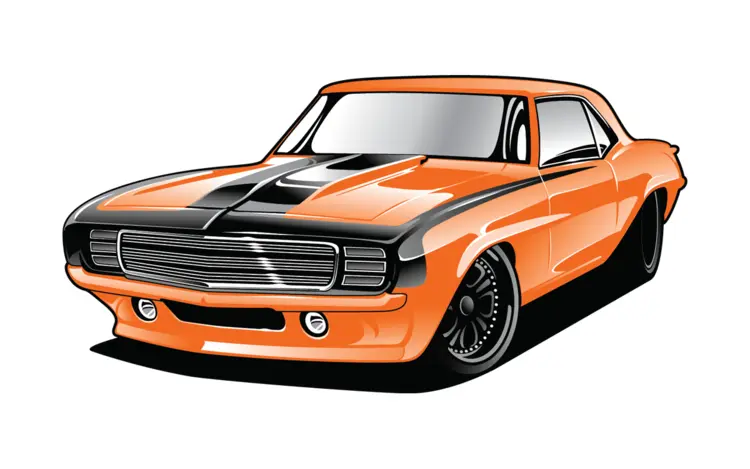 Orange Classic Muscle Car Illustration