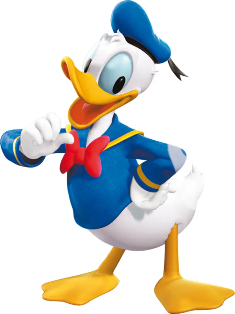 Duck in Blue Outfit Pointing