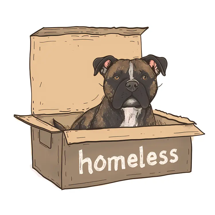 Homeless Dog in a Cardboard Box
